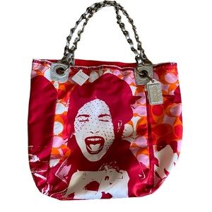 Coach laughing Parker orange and pink limited edition tote bag